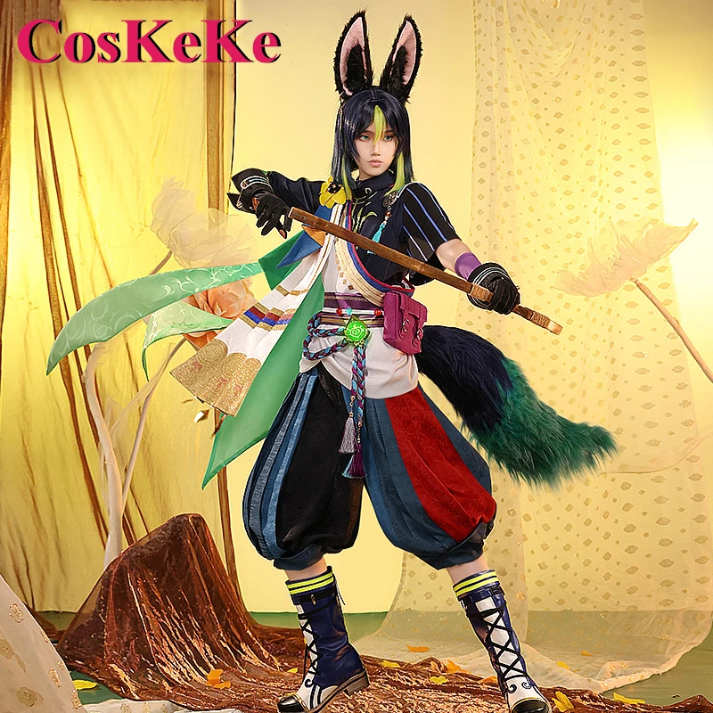 Coskeke tighnari cosplay anime jogo genshin impacto traje bonito uniforme de batalha masculino festa de halloween role play roupas S-XXL