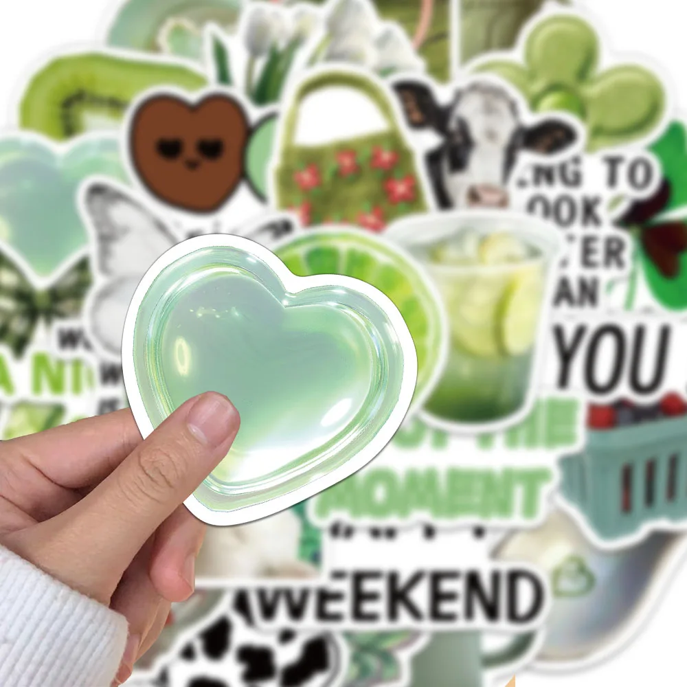 30PCS Creative Green Iced Tea Stickers Handmade Account Decoration DIY Phone Case Water Cup Notebook Personalized Stickers