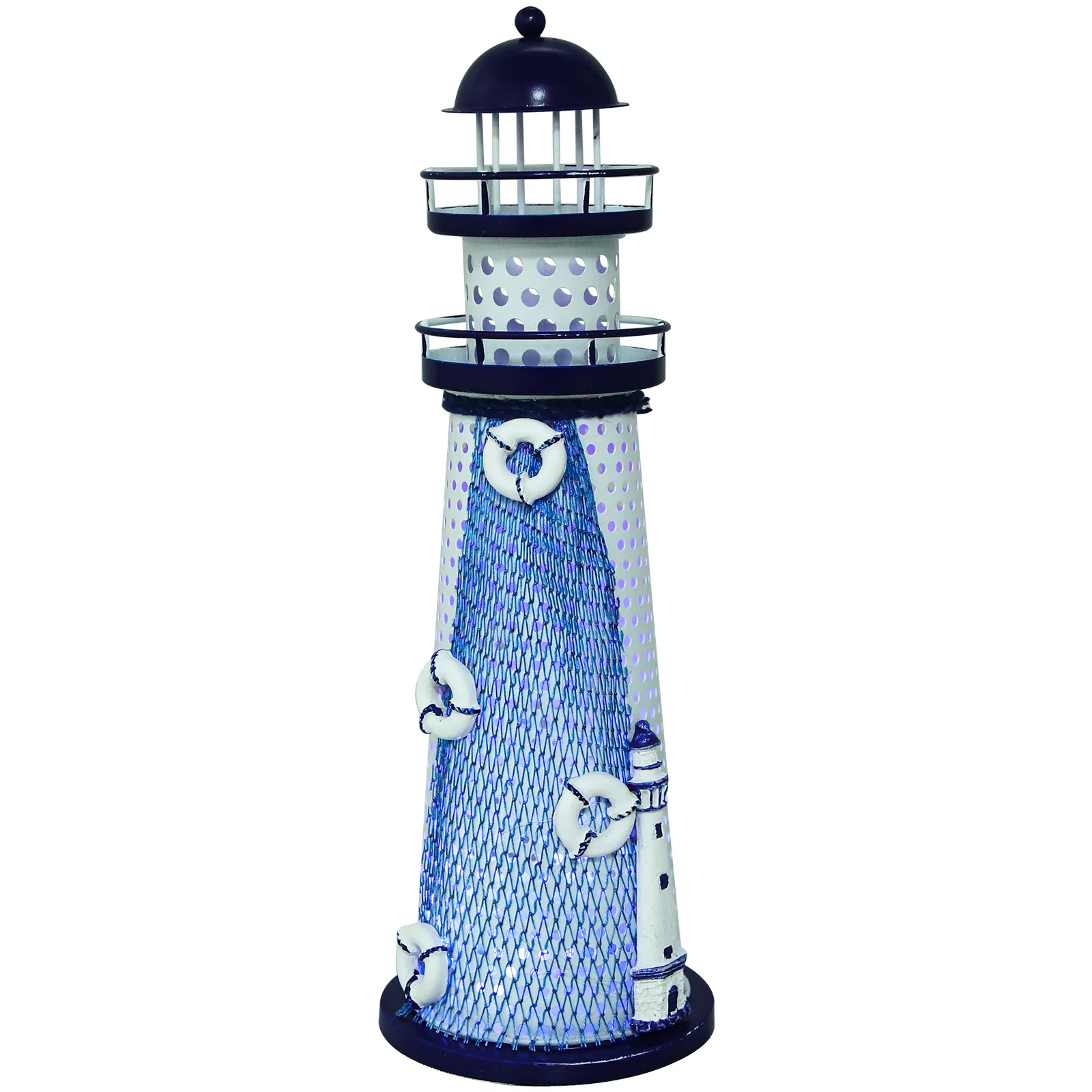 Ocean Lighthouse Candlestick Lantern Lights Display Adorn Tabletop Decor LED Lamp Decorative Night
