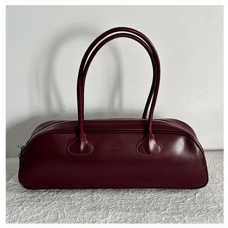 ZR DIARY-Bolso VIntage de cuero de vaca para mujer, bolsa de bolos de un solo hombro, decoración con remaches, gran capacidad