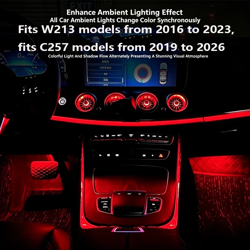 Crystal Ambient Light Frame Trim Strip For Mercedes-Benz W213 E Class E200 Coupe E260 E300L Center Console Atmosphere Lamp Inter