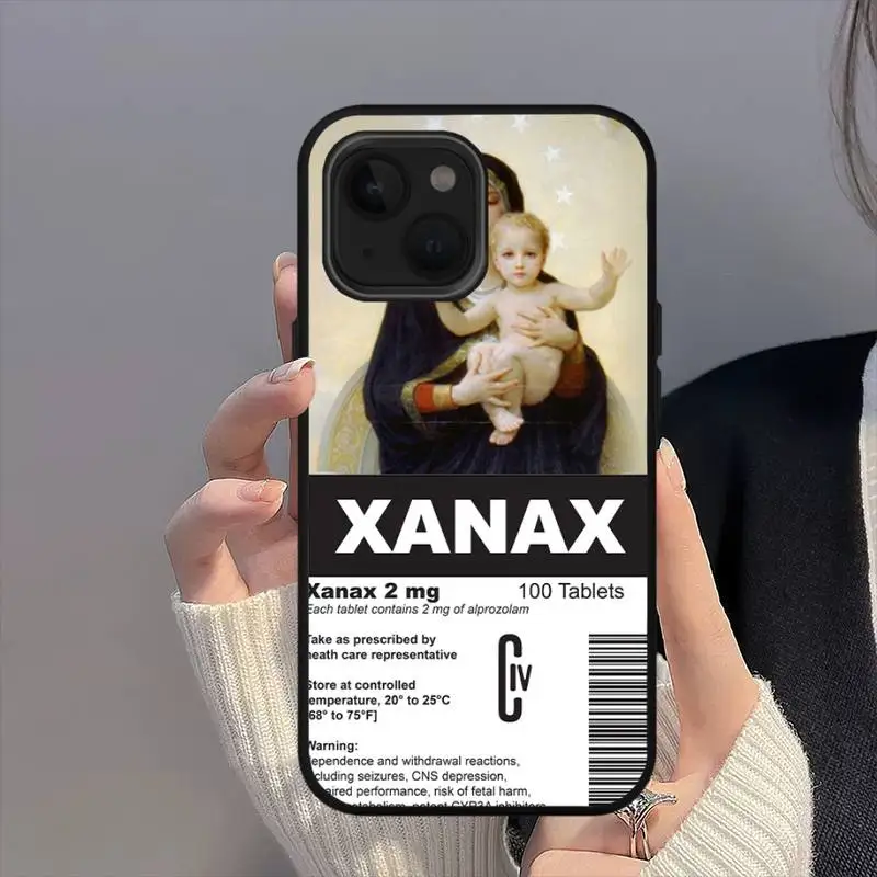 XANAX Phone Case For iPhone 11 12 Mini 13 14 15 Pro XS Max X 8 7 Plus SE XR Shell