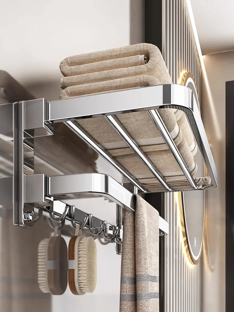 

Towel rack 304 stainless steel bathroom rack toilet non-punching towel rack bathroom hardware pendant