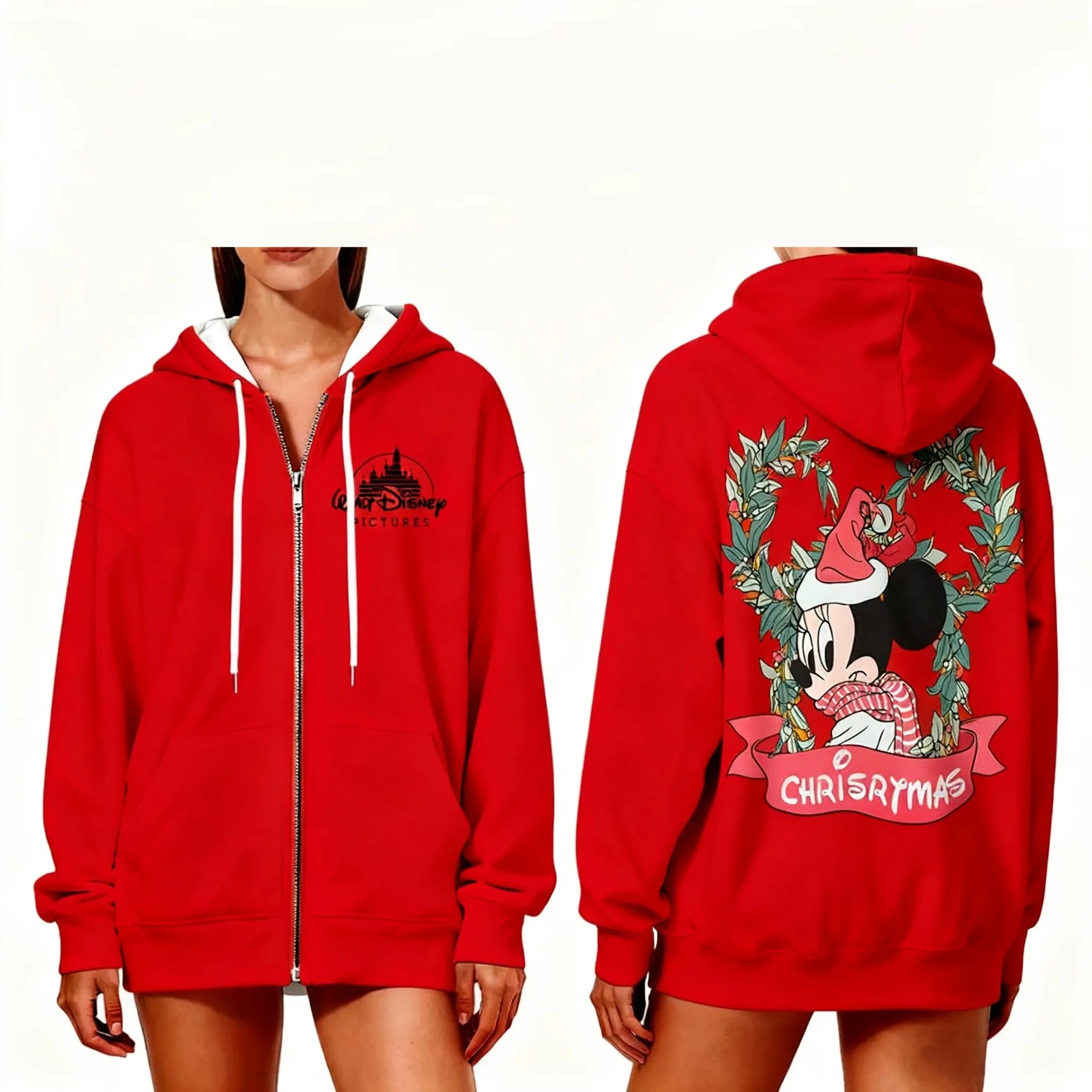 Felpa con cappuccio stampata Stitch da donna Disney Autunno Inverno Moda Streetwear Felpa casual a maniche lunghe per l'esterno quotidiano.