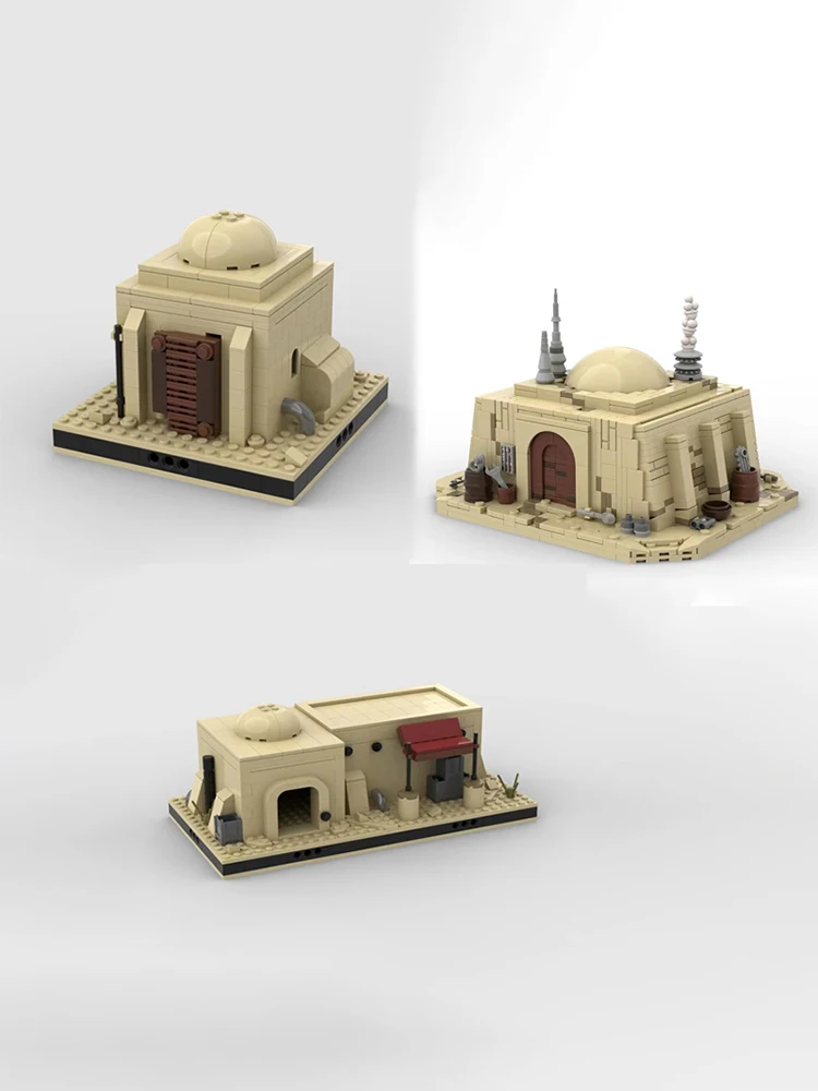 MOC Starry Sky Movie Tatooine Desert City Military Base Radar Station Building DIY Assembly Building Blocks Toys