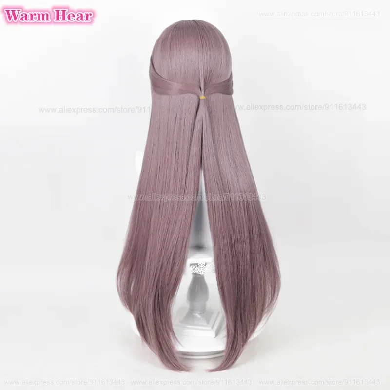 재고 있음 헤르타 합성 게임 HSR 88cm 롱 그레이 퍼플 코스프레 애니메이션 및 헤드웨어 내열 헤어 가발 + 가발 캡