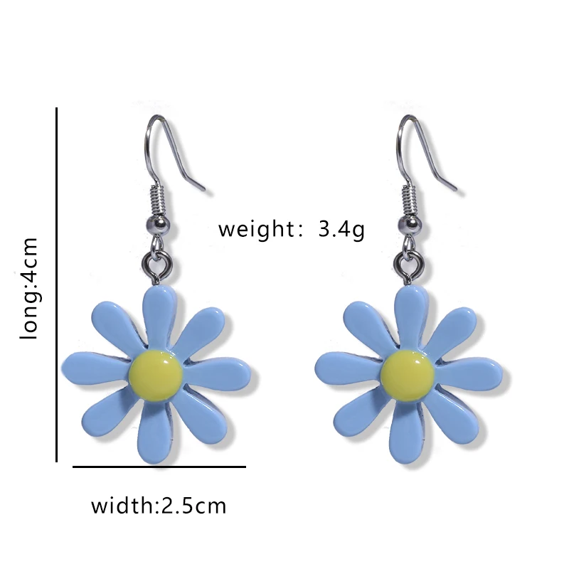 Aihua Süßigkeiten Farbe Harz Gänseblümchen Blumen Ohrringe koreanische Mode baumelt Ohrring für Frauen Mädchen Schmuck Geschenke – Detail 13