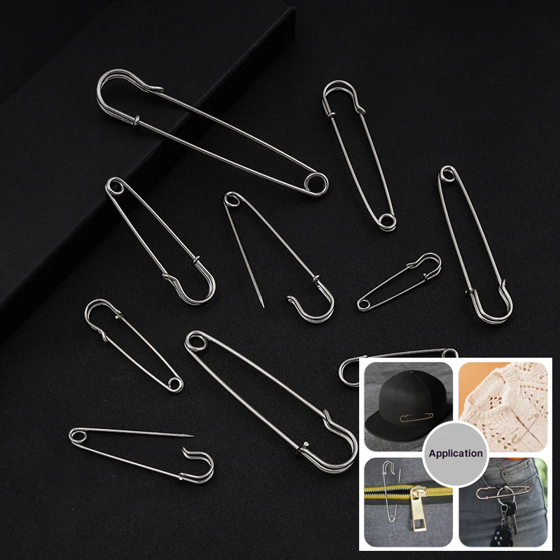 20pcs 45/50/55/60/65/70/75/80/100mm Silver Golden Safety Pins DIY Iron Needles Safety Pin Brooch Apparel Accessory Brooch Supply