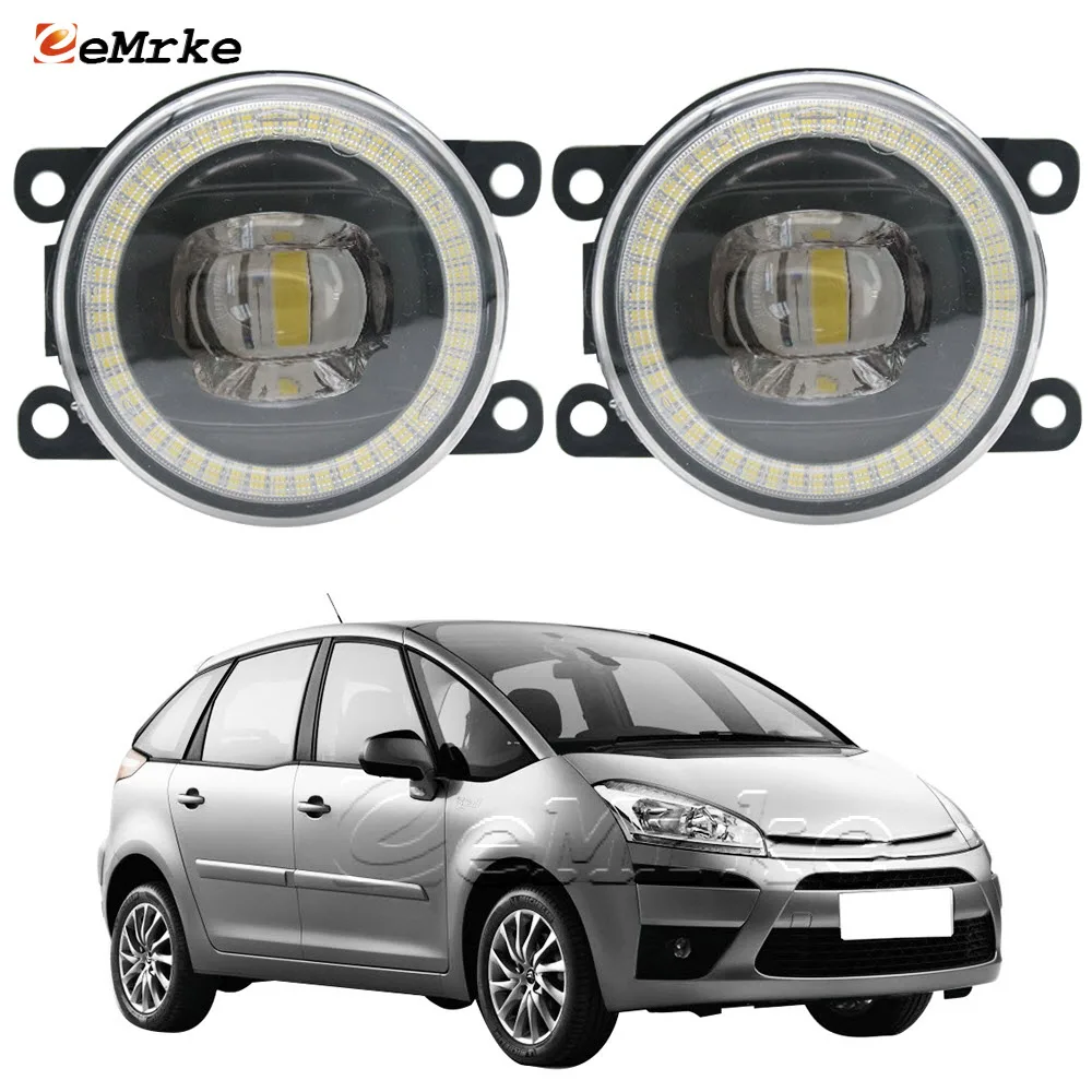 Led Anti Fog Light Assembly with Lens for Citroen C4 Picasso, Grand C4 Picasso 2006-2013 Angel Eye DRL Halo Daytime Running Lamp