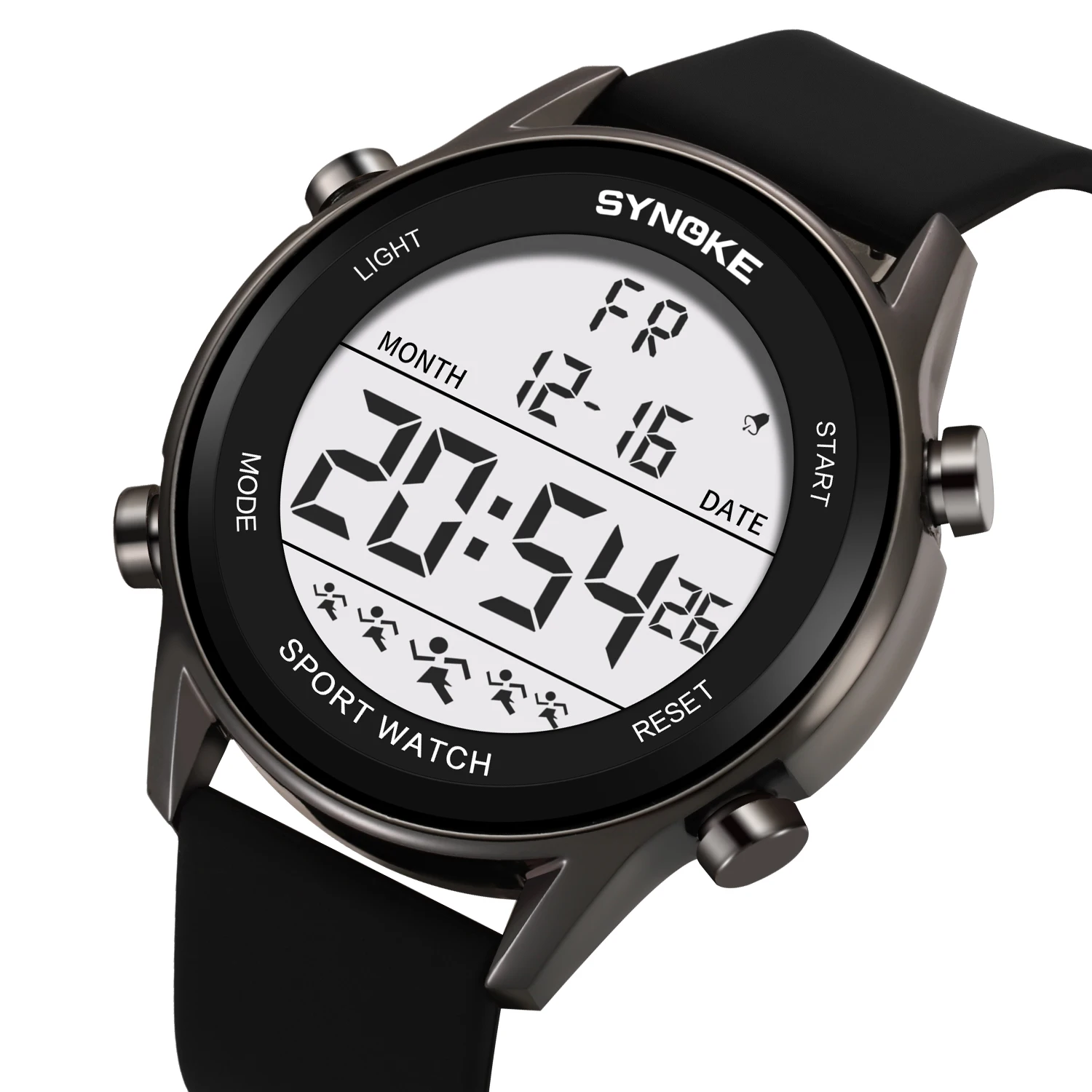 SYNOKE-reloj Digital 9825A para hombre, resistente al agua, con correa de silicona, pantalla grande, actualización de relojes grandes