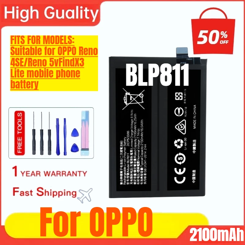 BLP811 for OPPO Reno 4SE/Reno 5vFindX3  Mobile Phone Battery High Capacity Battery Replacement Bateria with Tools