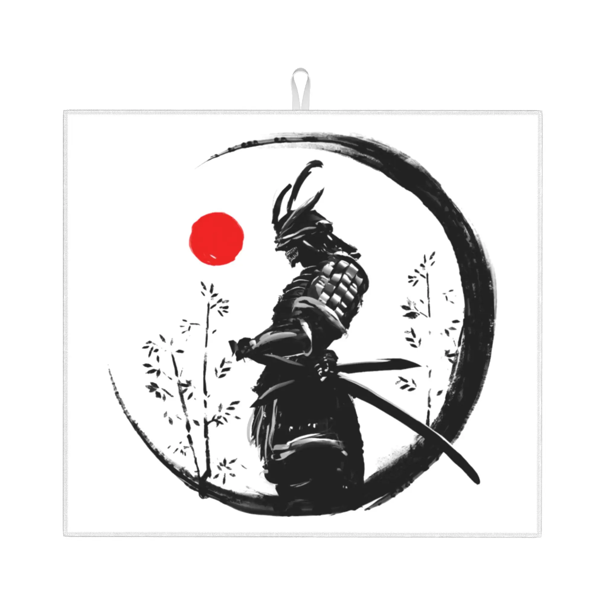 Japanese Samurai Warrior Non Slip Kitchen Counter Protector Mat Barware Tableware Reusable  Bathroom Drying Mat For Kitchen
