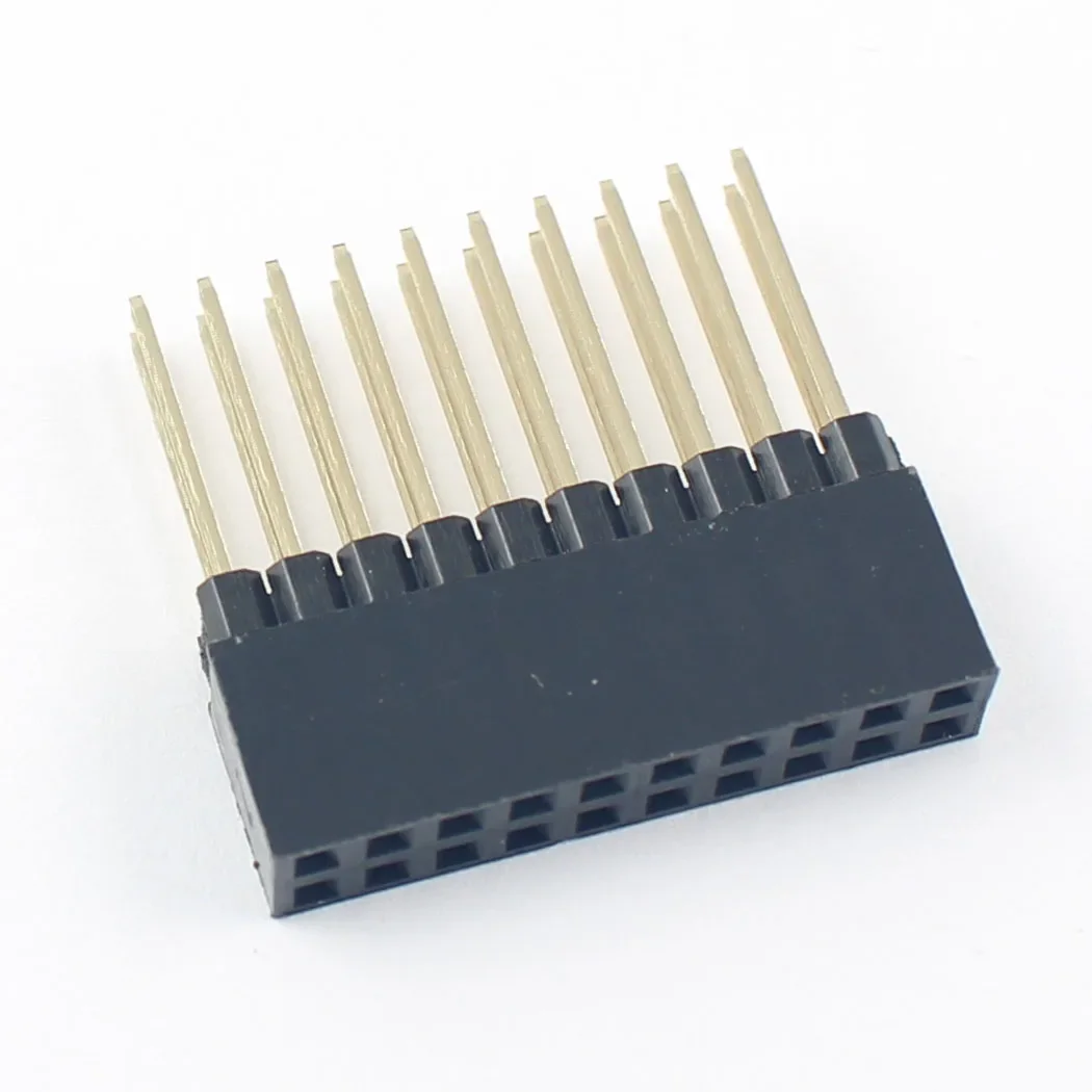 50pcs 2.54mm Pitch 2x10 20 Long Pin Female Header Strip Straight Double Row Plug Socket Connector 20P PC104 For Arduino