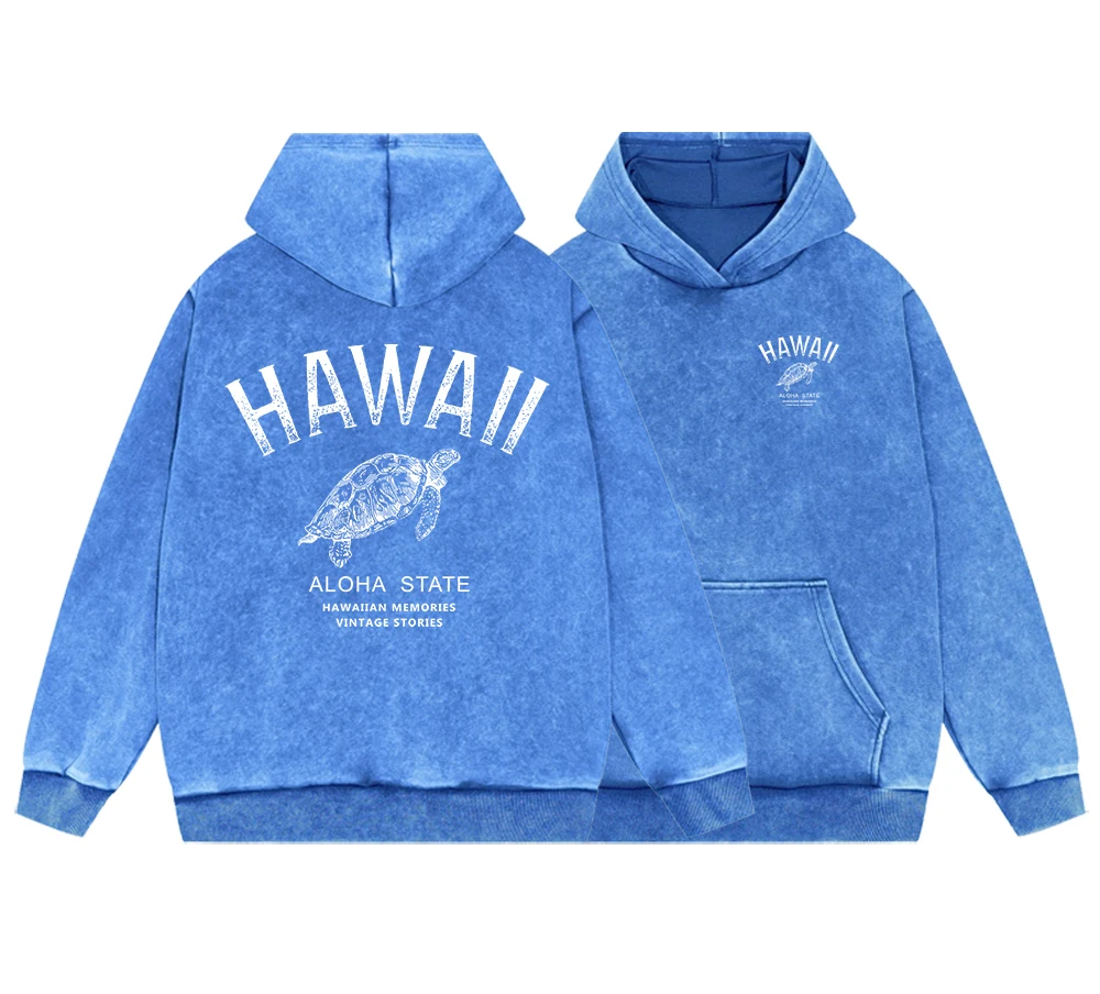 

Hawaii Aloha State Aloha State Men'S Vintage Washed Cotton Hoodie Harajuku Pullover Hooded Autumn Casual Warm Clothing