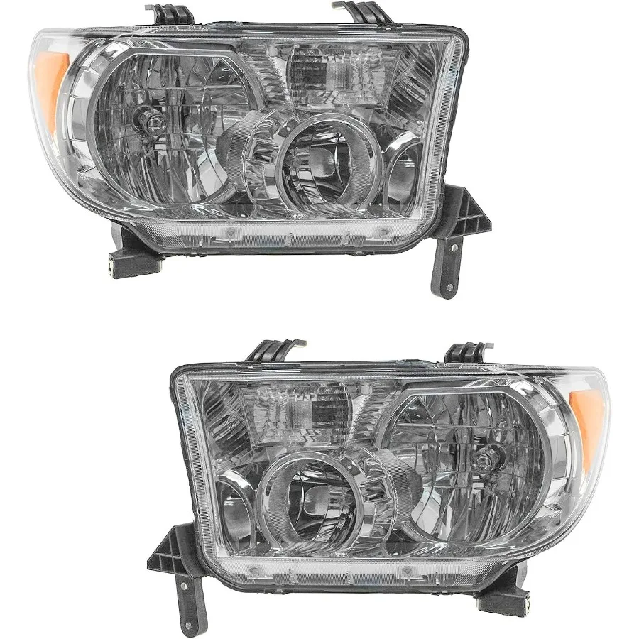 

Комплект фар в сборе из 2 предметов, хромированная рамка со стороны водителя и пассажира, совместимая с Sequoia 2008-2017 Tundra 2007-13 TO25021