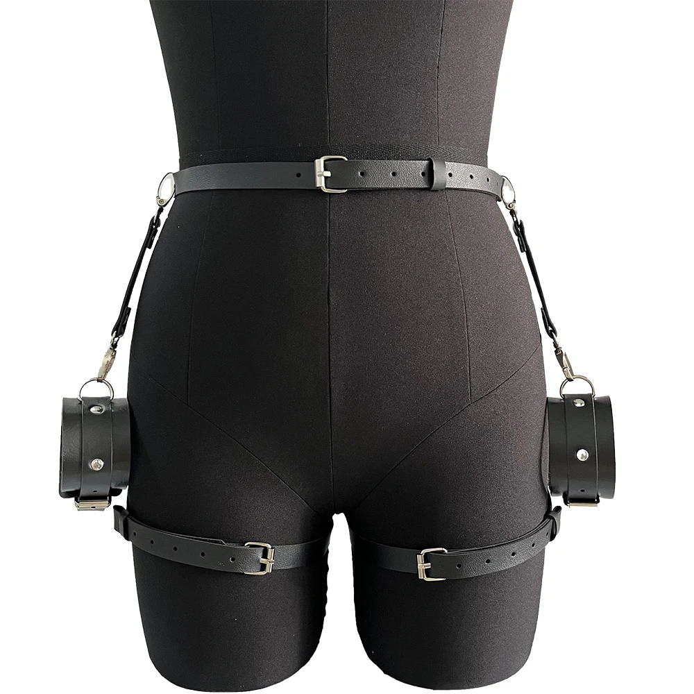 Fashion Faux PU Leather Leg Harness Women Goth Sexy Thigh Garter Bandage BDSM Hip Belt Adult Erotic Fetish Clothing Accessorie