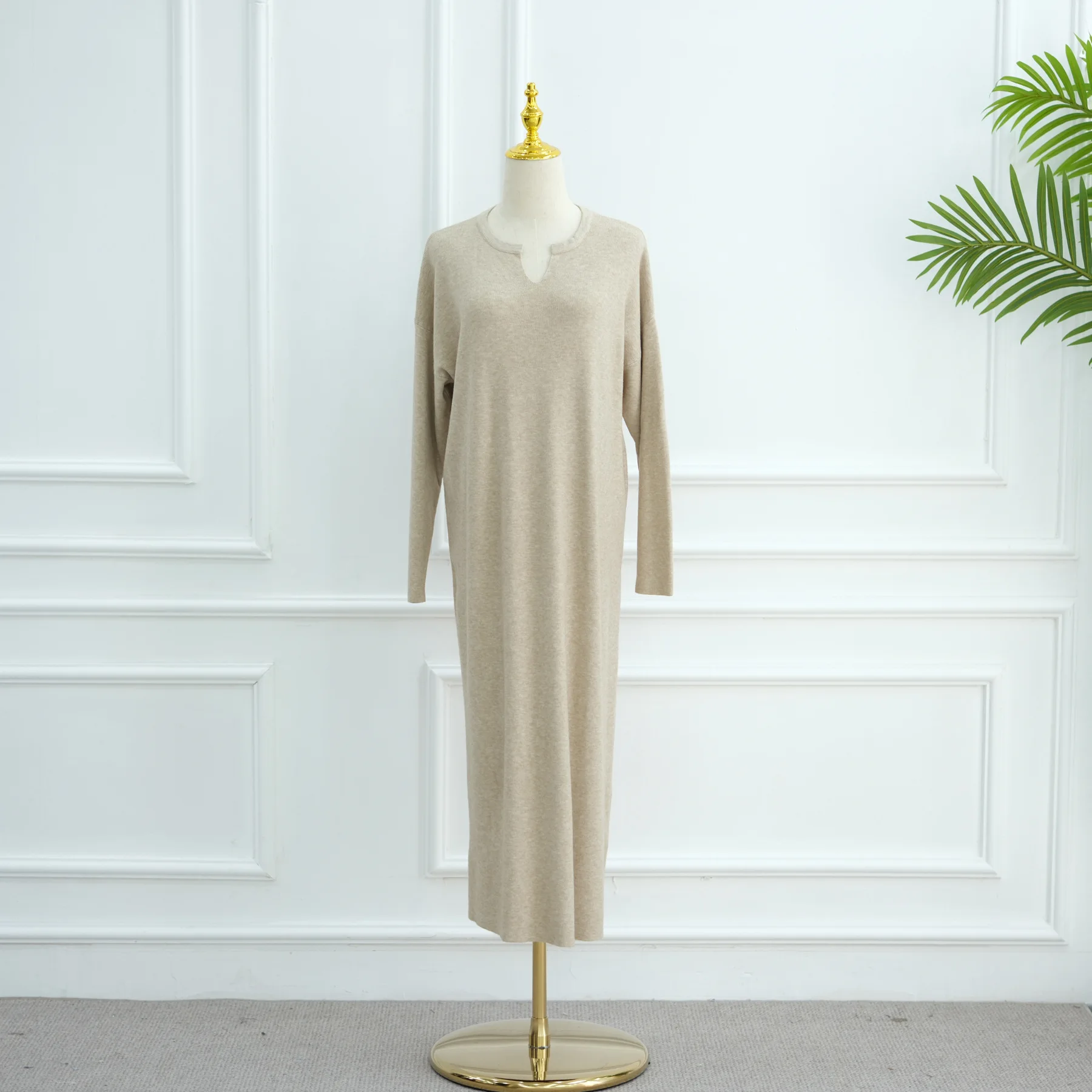 

Мусульманское женское плотное вязаное платье в арабском стиле Дубай Абая, скромные длинные платья-свитера, однотонный халат Рамадана, женский кафтан, исламская одежда