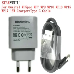 Power Adapter for Oukitel WP5 Pro, Fast Travel Charger,USB Type C Cable,Blackview EU Plug, WP7, WP9, WP10, WP13, WP15, WP17, 18W