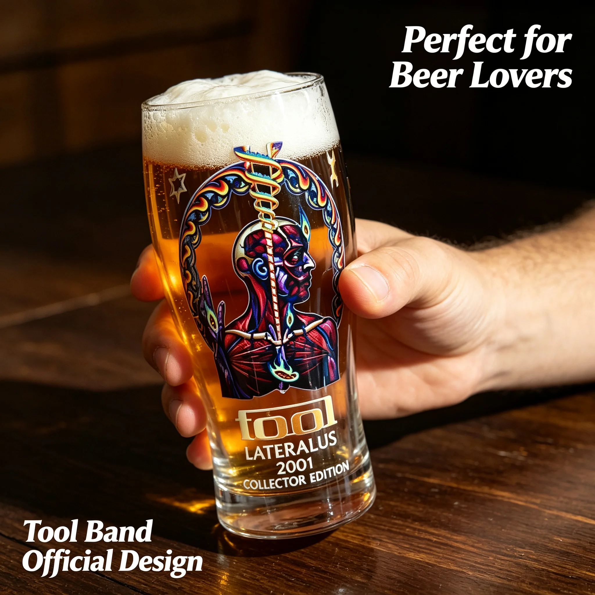 Lateralus 2001 Tool Band Collector's Edition Pint Glass - Unique Art Design Beer Cup Rock Music Themed Barware Gift Item