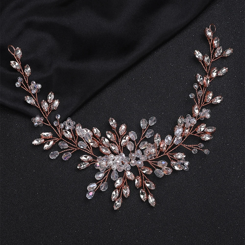 Handmade Rose Gold Silver Color Headbands Crystal Fashion Wedding Hair Accessories Rhinestone Headpiece Hairbands Women Jewelry