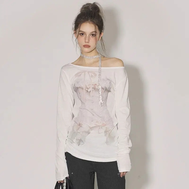 

Onalippa, летняя футболка Pure Desire в стиле Spicy Girl с наклонными плечами и длинными рукавами, женская утягивающая солнцезащитная крышка, повседневный шикарный топ