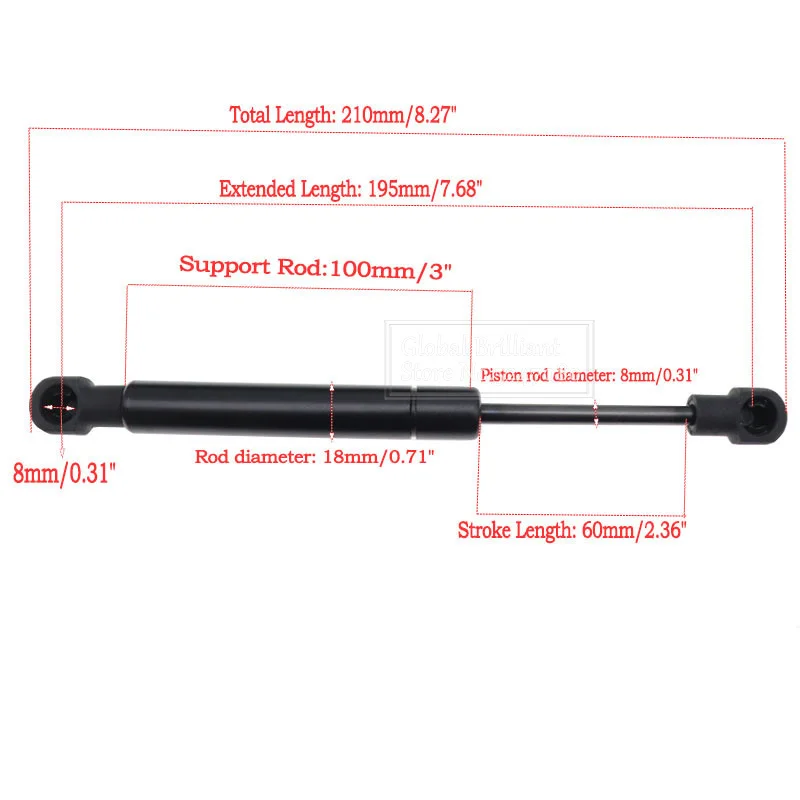 2 pz 195mm Universale Molla A Gas Ascensore Supporta Struts Per Auto Barca Roulotte Auto Molla A Gas Bar Cofano Asta Ammortizzatore 200/250/320/380N