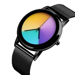 Novo exclusivo relógios femininos simples ultrafinos aço senhora relógio moda casual colorido mudando dial quartzo wriswatches presente especial