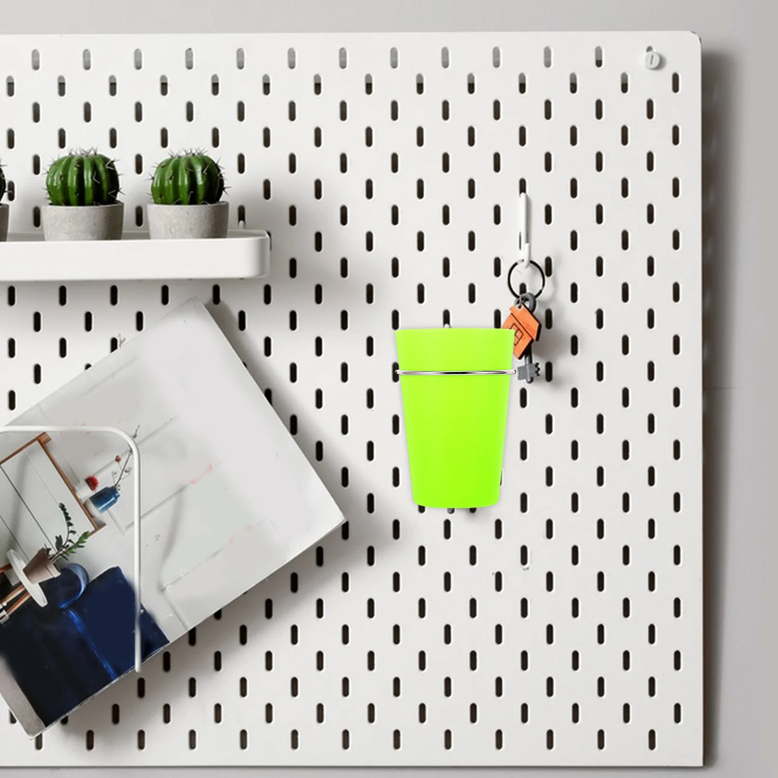 

6Pcs Pegboard Organizer Cups Storage Round Holder Hooks for Tools Pens Screws Workshop Garage Retail Display Board Cup Holder