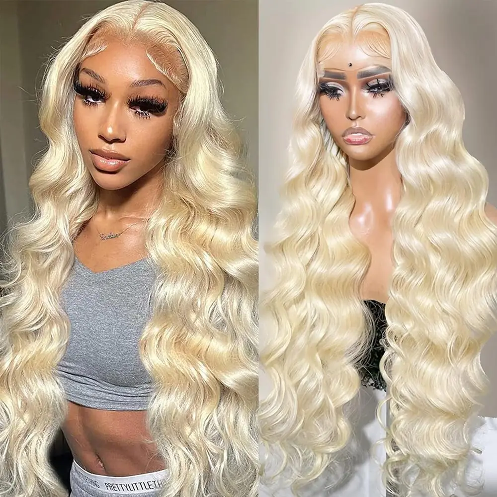 Honey Blonde Body Wave Human Hair Lace Front Wig 13x4 HD Transparent Lace Frontal Human Hair 613 Pre Plucked Full Frontal Wigs