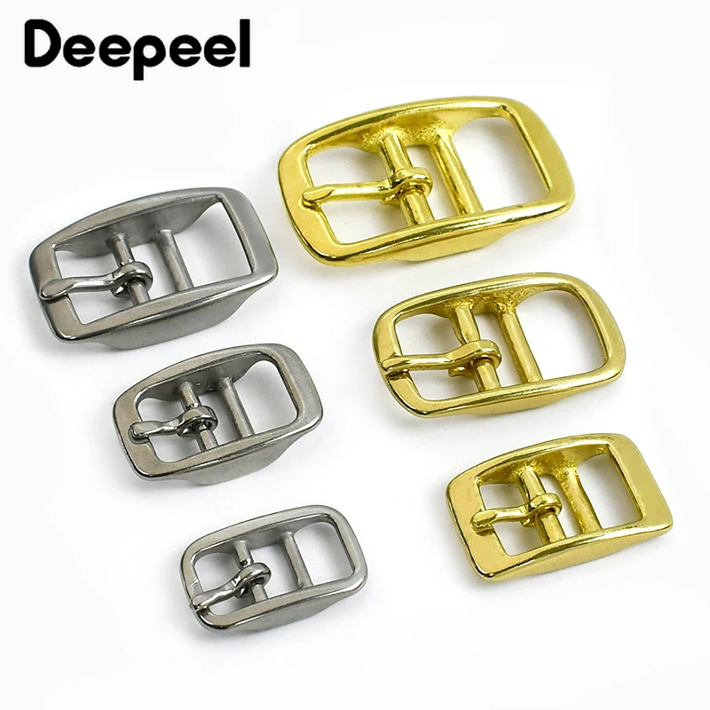 2/5Pcs Solid Brass Belt Buckle 304 Stainless Steel Bag Pin Buckles Adjuster Waistband Slider Clasp DIY Leather Craft Accessories
