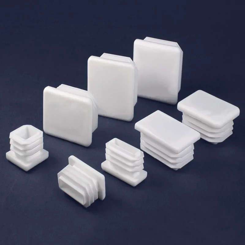 1-10pcs White Square Rectangular Tube Plug Pipe Cap Plastic Cap Glide Insert Blanking End Plug 25/30/32/38/38/40/50/60/70/80mm