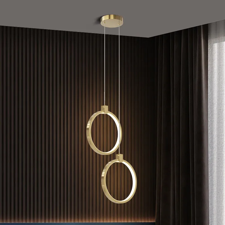 

Golden Chandelier For Bedside Simple Indoor Lighting Three colors Hanging Lamp Home Decor Indoor luster LED Pendant Light