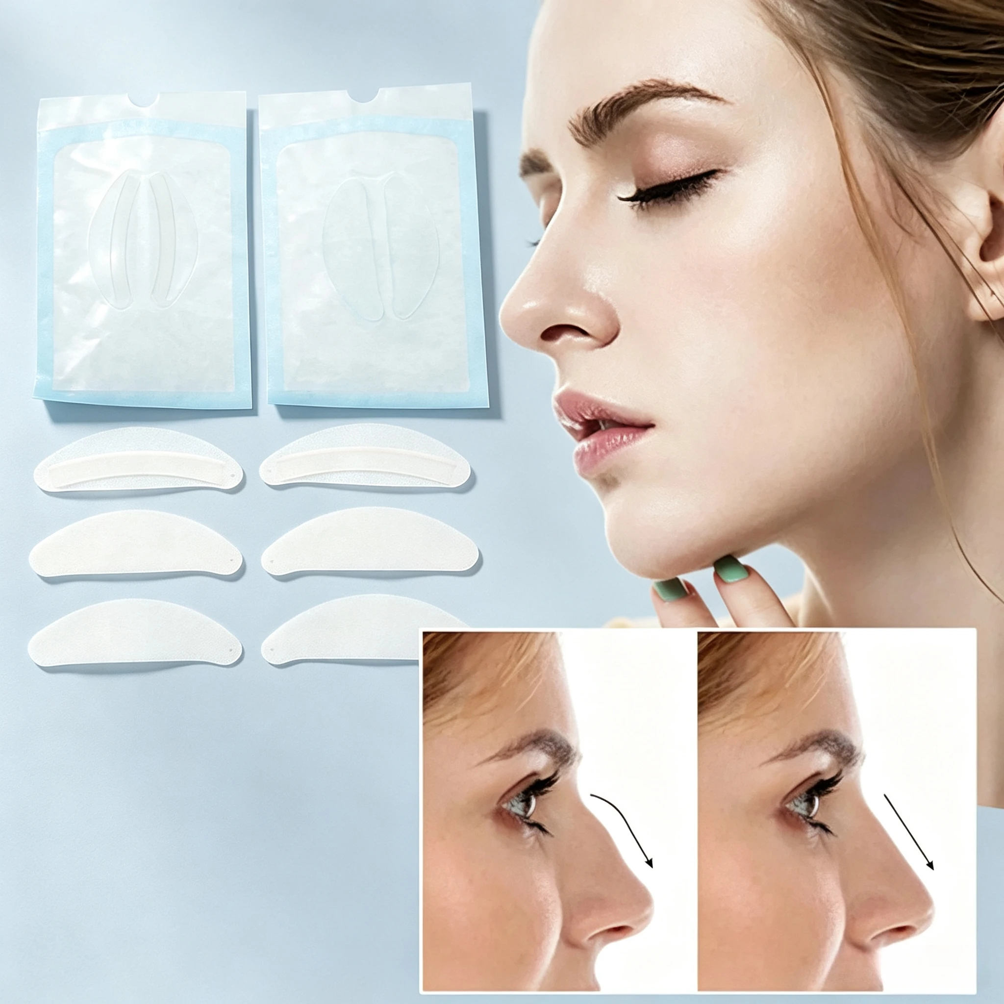 1pair Invisible Nose Lifting PadsDisposable Nose Heightening Stickers,Soft Nose Shaper Patches for Temporary Nose Contour Beauty