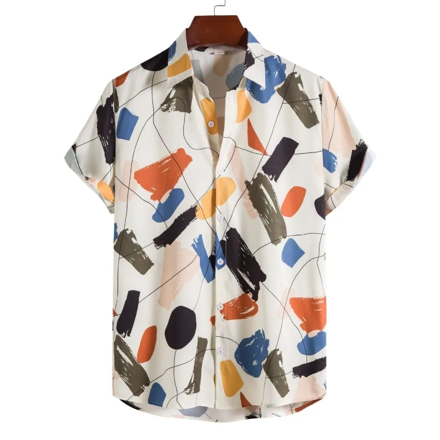 

Men's Cartoon Short Sleeve Hawaiian Shirt Slim Fit Printed Pearl Velvet Youth Fashion Casual Shirt for All Seasons