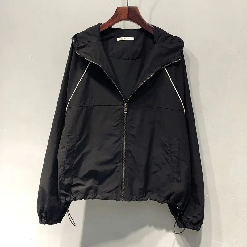 

Short Solid Color Hooded Loose Windproof Jacket Spring Autumn New Casual Simple Versatile Jacket
