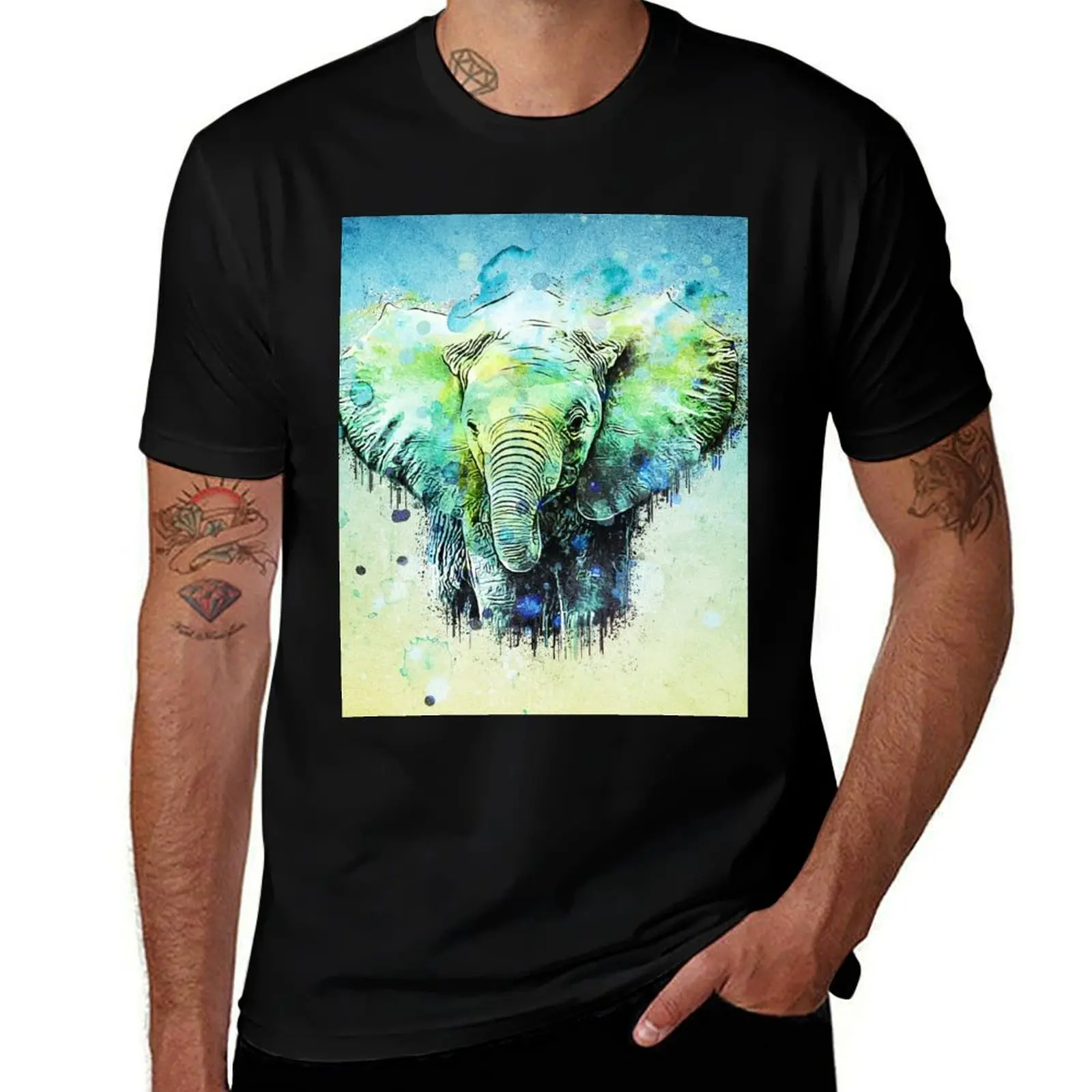 

vintage t elephant shirts anime T-Shirt tshirt man for t graphic man casual watercolor shirt