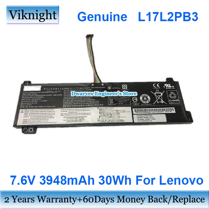 

Оригинальный аккумулятор 7,6 V L17L2PB3, 3948 мАч, 30 Вт-ч для Lenovo