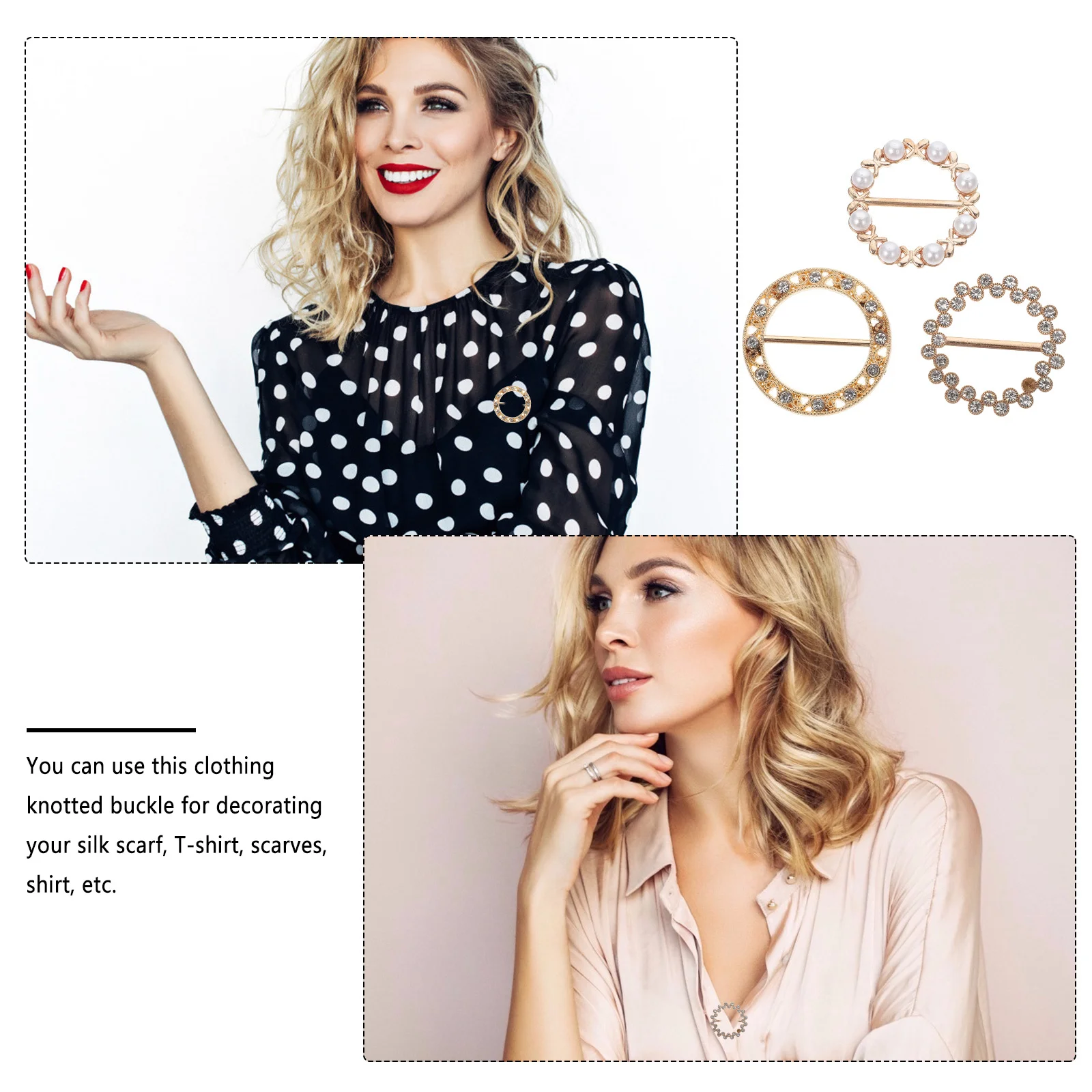 3 قطعة مشبك معقود وشاح كليب حجر الراين اللؤلؤ وشاح السحابة اكسسوارات أنيقة للأوشحة تي شيرت حفلة الأعمال اليومية