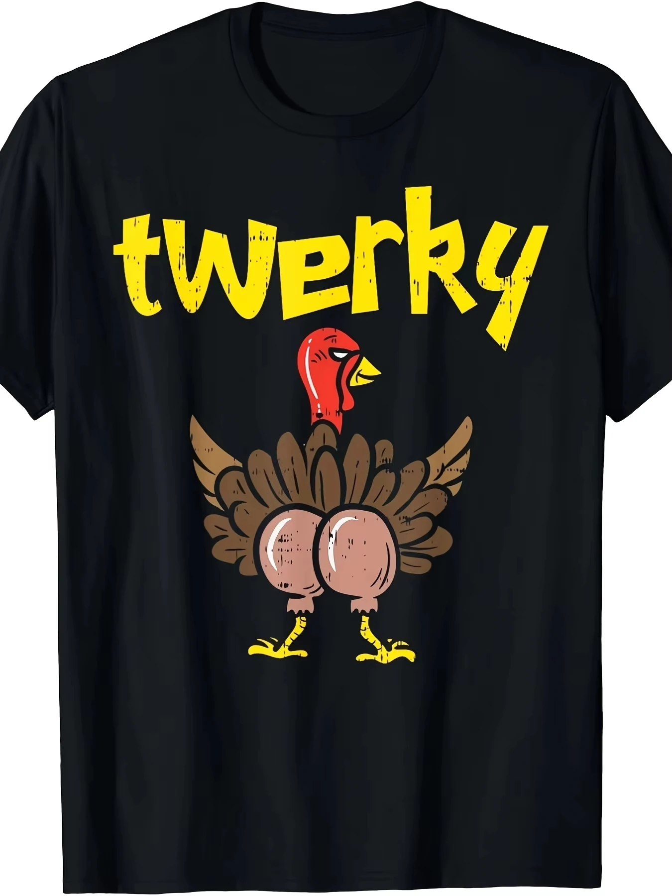 

Turkey Butt Funny Thanksgiving Twerk Dance Pun Gift T-Shirt - Cute Graphic Tee for Men Women Cotton Oversized T Shirt