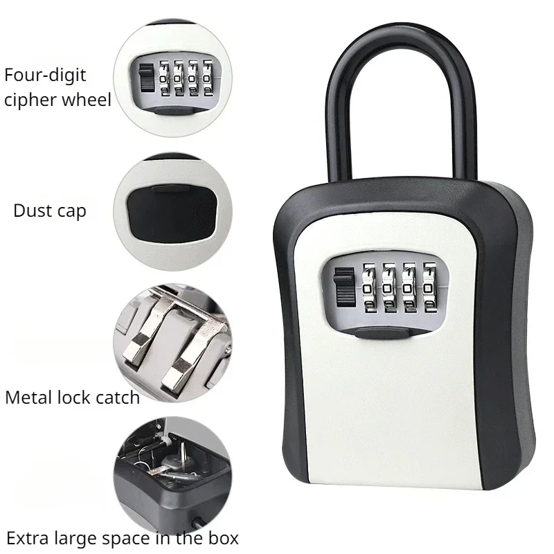 Metal panel Password Lock Storage Box Outdoor Waterproof Wall Mount 4 Digit Password Key Box Anti Theft Key Safe Box