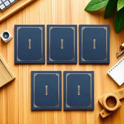 5Pcs Premium Paper Certificate Cover with Stylish Border Design Diploma Holder Award Protector A4 Document Cover for Office Home