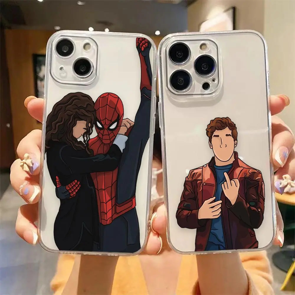 Clear Phone Case For iPhone Apple 14 12 13 16 15 11 Pro SE 8 7 Plus X XR XS Max SE Case Funda Marvel Avengers Heros Faceless