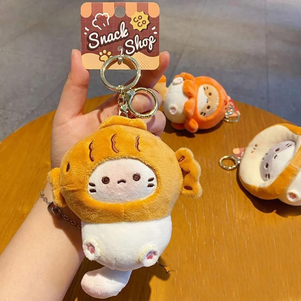 Cute Plush Kitten Snapper Grilled Keychain Delicate Backpack Keychain Soft Doll Decoration for Women