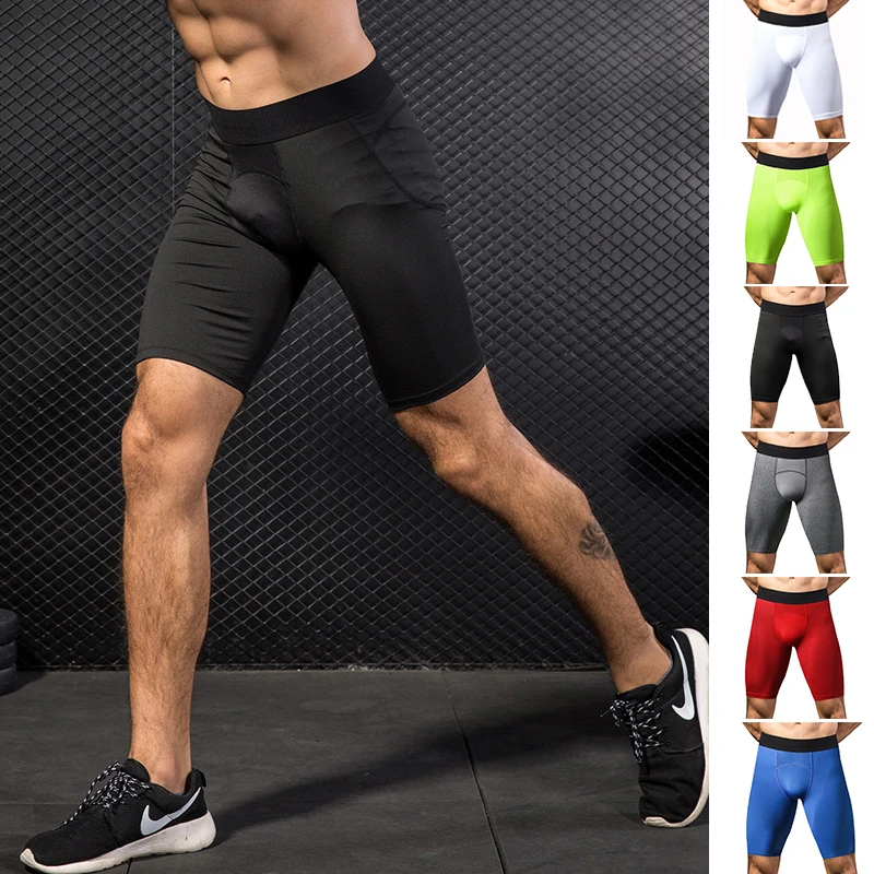 Men Running Shorts Training Marathon Quick Dry Fitness Gym Compression Shorts Active Workout Sport Shorts With Pocket