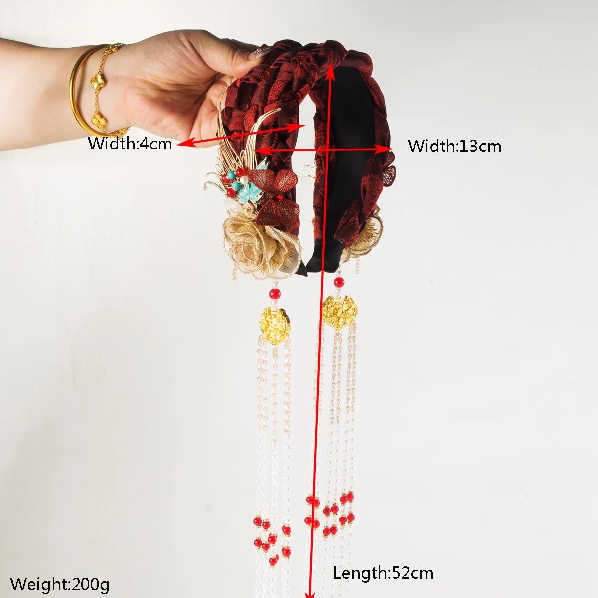 New retro new Chinese style ethnic style heavy industry hand-woven twist metal diamond phoenix accessories headband