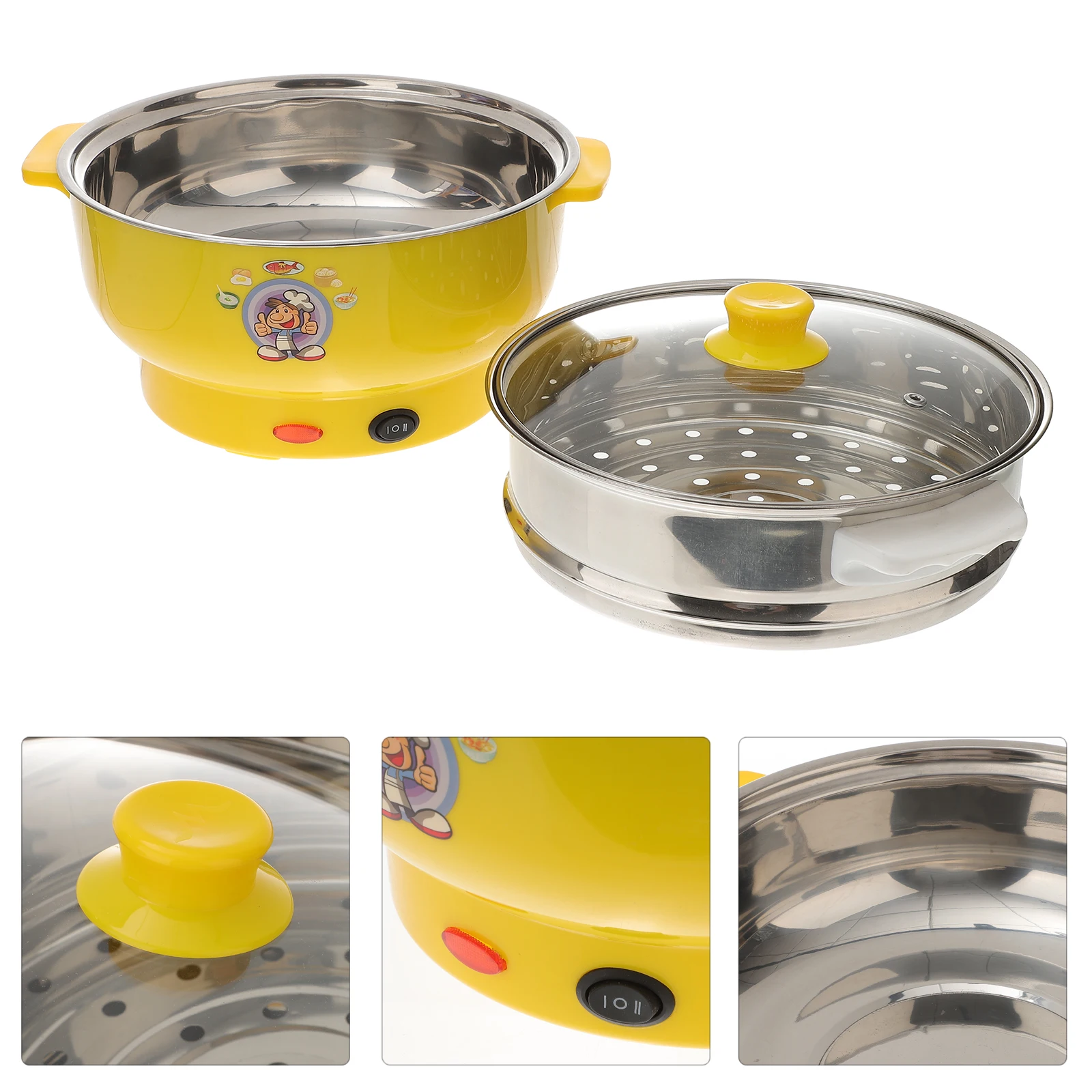 

Multifunctional 24Cm Electric Steam Pot Stainless Steel Cooking Boiler Double Layer Stockpot Uk Plug Space Saving