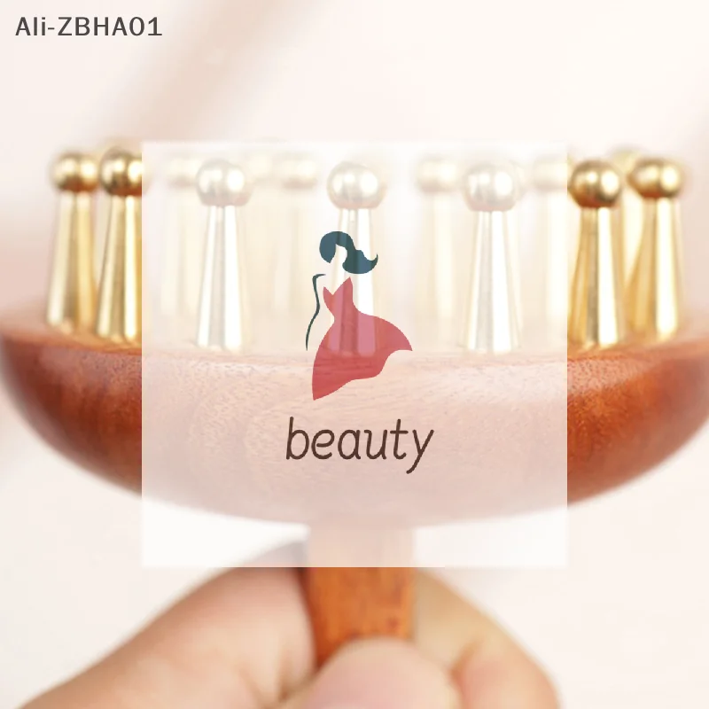 

Многофункциональный массажер для тела и расслабления, скульптурирующий массажный инструмент, щетка для меридианов из цельной меди, с ручкой из красного сандалового дерева