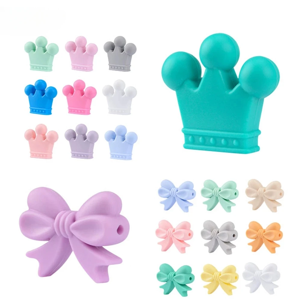 

1PC Silicone Crown Beads BPA Free Food Grade Silicone Beads Baby Chew Toy Teething Necklace DIY Nurse Jewelry Making