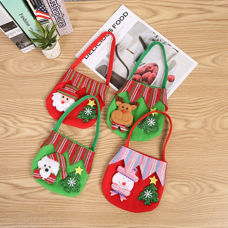 

Christmas Decorations Non-woven Old Snowman Handbag Children's Small Candy Holiday Gift Bag Large Capacity Kawaii Cartoon Santa