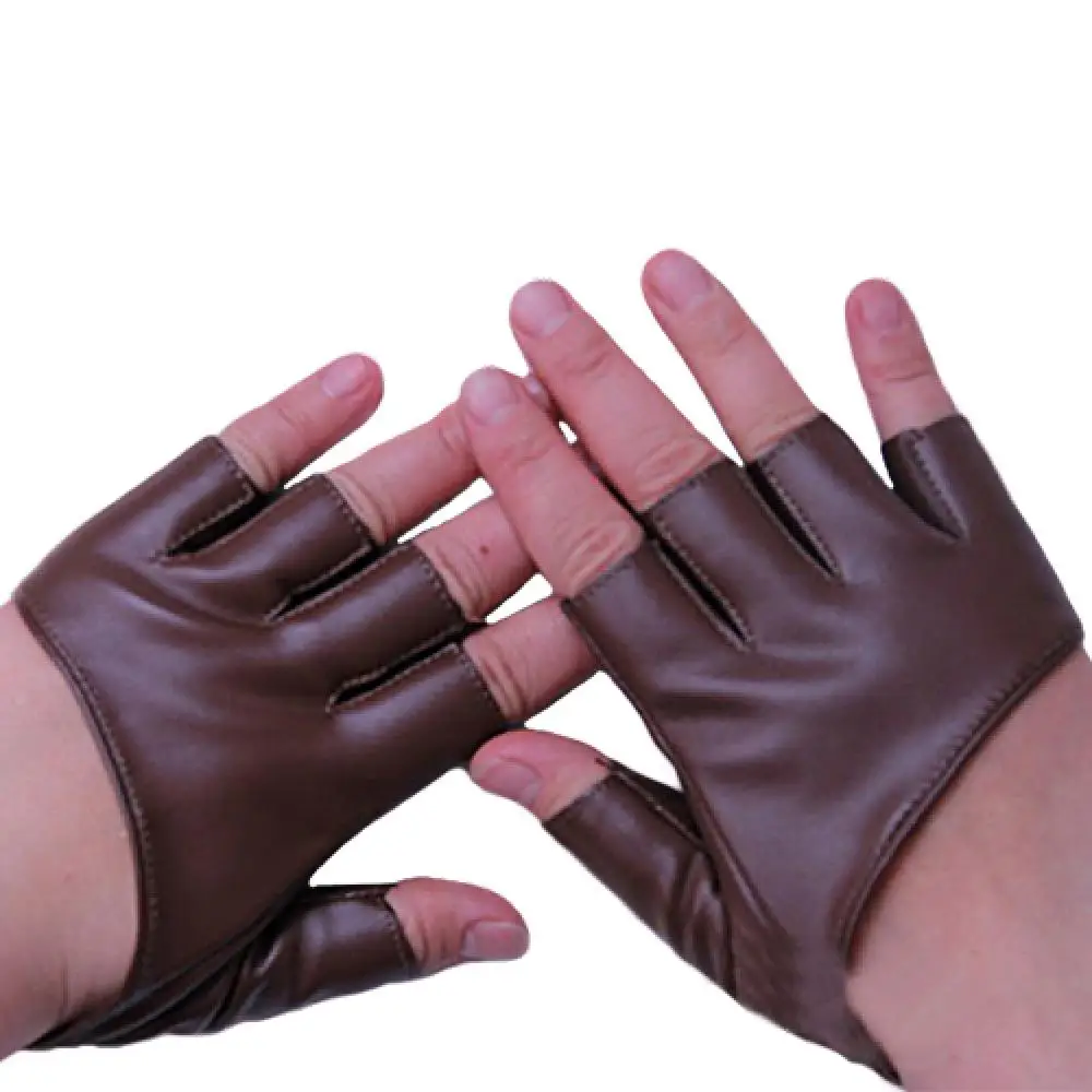 Guantes de medio Dedo de cuero de imitación para mujer, conducción, Pole Dancing, guantes de rendimiento de baile, guantes de disfraz de Halloween